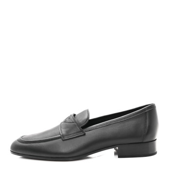 CHANEL Lambskin Mens Stitched CC Loafers 42 Black