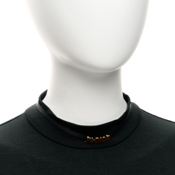 CHRISTIAN DIOR Grosgrain Ribbon J'Adior Logo Choker Necklace Black