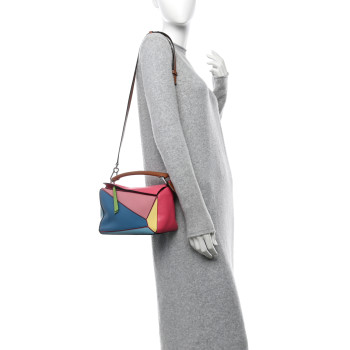 LOEWE Calfskin Small Puzzle Bag Tan Multicolor