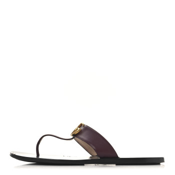 GUCCI Calfskin GG Marmont Thong Sandals 41 Vintage Bordeaux