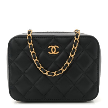 CHANEL Lambskin Quilted CC Pearl Crush Camera Case Black
