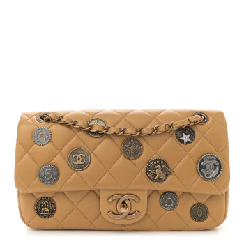 CHANEL Metallic Lambskin Quilted Medium Medallion Flap Gold