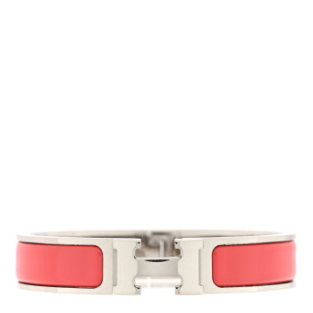 HERMES Enamel Narrow Clic Clac H Bracelet PM Rouge Corail