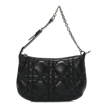 CHRISTIAN DIOR Calfskin Macrocannage Mini Dior Caro Tulip Bag Black