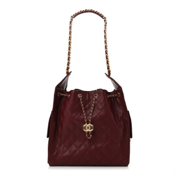 CHANEL Caviar Quilted Medium Chanel 25 Handbag Burgundy