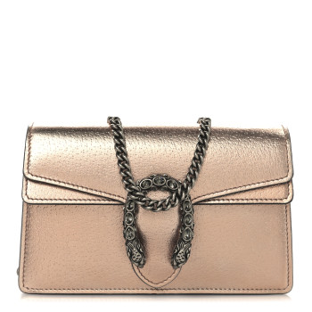 GUCCI Metallic Calfskin Super Mini Dionysus Shoulder Bag Rose Gold