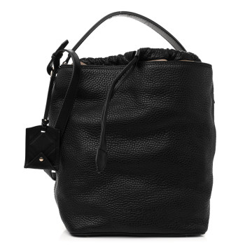 BURBERRY Grainy Calfskin Medium Check Ashby Hobo Black