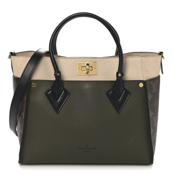 LOUIS VUITTON Calfskin Monogram On My Side MM Laurier Green Toffee Latte Beige