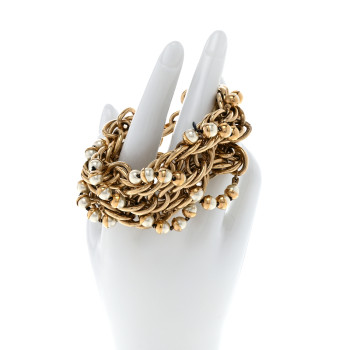 CHRISTIAN DIOR Metal Pearl Multi Strand Bracelet