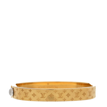 LOUIS VUITTON Brass Monogram Nanogram Cuff M Gold