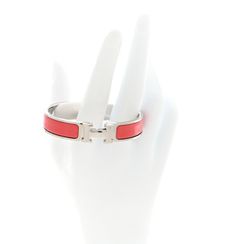 HERMES Enamel Narrow Clic Clac H Bracelet PM Rouge Corail
