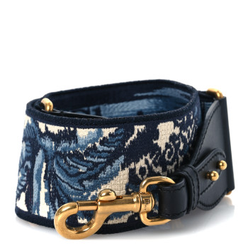CHRISTIAN DIOR Canvas Embroidered Palm Tree Shoulder Strap Blue Multicolor