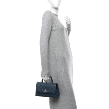 CHANEL Caviar Quilted Mini Coco Handle Flap Blue