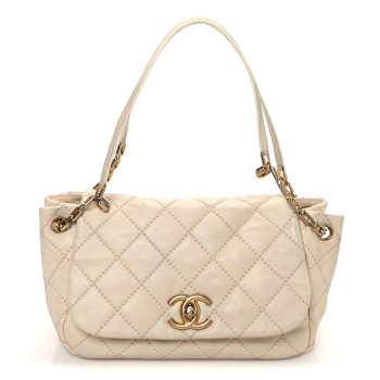 CHANEL Calfskin Quilted Retro Chain Flap Dark White