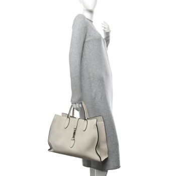 GUCCI Soft Calfskin Medium Jackie Top Handle Bag Antique White