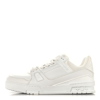 LOUIS VUITTON Calfskin Womens LV Trainer Sneakers 39.5 White