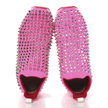 CHRISTIAN LOUBOUTIN Neoprene Spike Sock Donna Flat Sneakers 35 Rose Fluo
