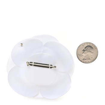 CHANEL Canvas Camellia Pin Brooch Ivory