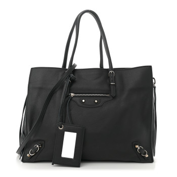 BALENCIAGA Veau Papier B4 Zip Around Tote Black