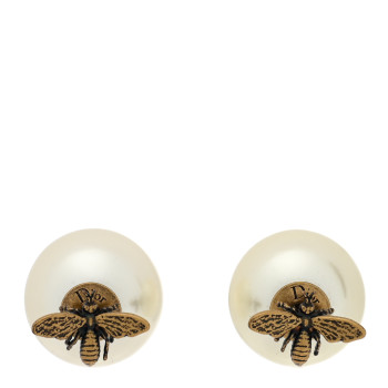 CHRISTIAN DIOR Pearl Tribales Bee Earrings Gold
