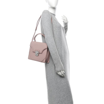 ALEXANDER MCQUEEN Calfskin Crystal Chain Flower Satchel Pink
