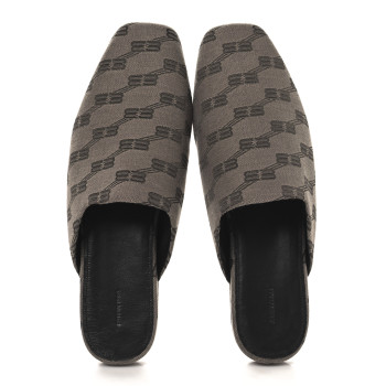 BALENCIAGA Jacquard BB Monogram Mens Cosy Mules 43 Dark Mink Grey Dark Brown