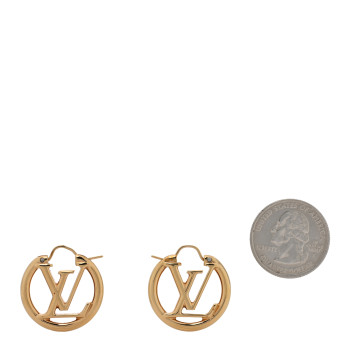 LOUIS VUITTON Metal Small Louise Hoop Earrings Gold