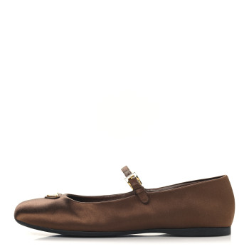 PRADA Satin Triangle Ballerina Flats Tabacco