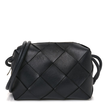 BOTTEGA VENETA Lambskin Maxi Intrecciato Small Cassette Camera Bag Black