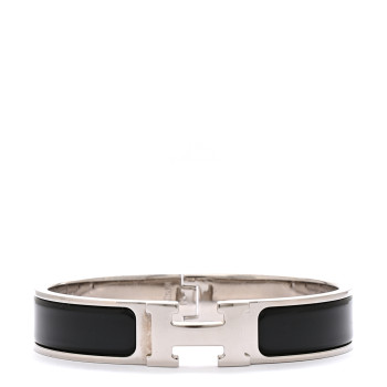 HERMES Enamel Narrow Clic Clac H Bracelet GM Black