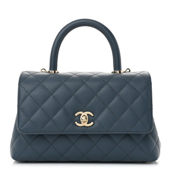 CHANEL Caviar Quilted Mini Coco Handle Flap Blue