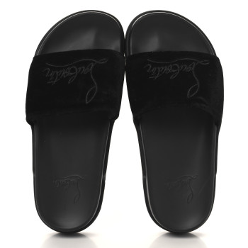 CHRISTIAN LOUBOUTIN Suede Womens Navy Pool Donna Flat Slide Sandals 37.5 Black