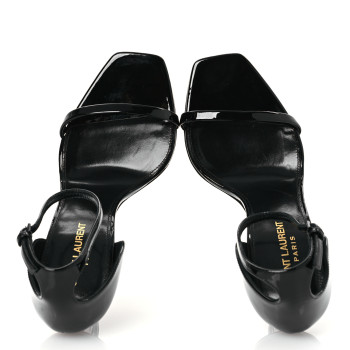 SAINT LAURENT Patent Calfskin Opyum 110 Sandals 38.5 Black