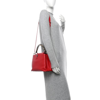 LOUIS VUITTON Taurillon Snakeskin Capucines PM Rubis
