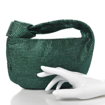 BOTTEGA VENETA Crystal Embellished Satin Mini Hotfix Jodie Emerald