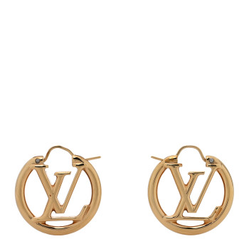 LOUIS VUITTON Metal Small Louise Hoop Earrings Gold