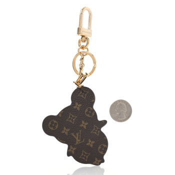 LOUIS VUITTON LV x TM Cowhide Monogram Superflat Panda Key Ring Bag Charm Multicolor