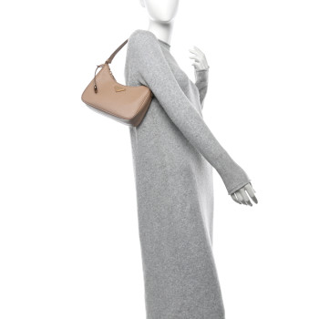 PRADA Saffiano Lux Re-Edition Mini Shoulder Bag Cammeo