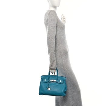 HERMES Togo Birkin 30 Blue Paon