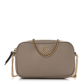 GUCCI Dollar Calfskin Super Mini GG Marmont Chain Shoulder Bag Beige