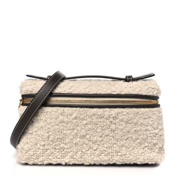 LORO PIANA Boucle Alpaca L19 Extra Pocket Pouch Beige Dark Chocolate Licorice
