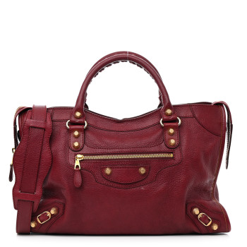 BALENCIAGA Chevre Hamilton Giant 12 Gold Hardware City Bordeaux