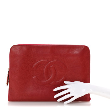 CHANEL Caviar Timeless CC Portfolio Red