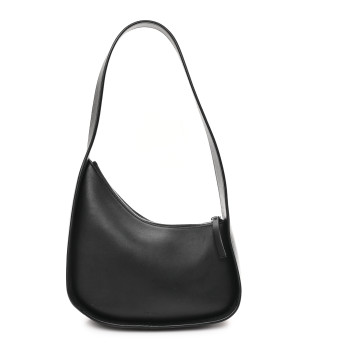 THE ROW Smooth Calfskin Half Moon Shoulder Bag Black