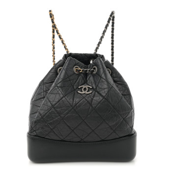 CHANEL Aged Calfskin Quilted Small Gabrielle Backpack Black