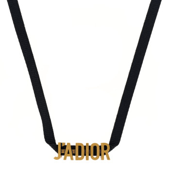 CHRISTIAN DIOR Grosgrain Ribbon J'Adior Logo Choker Necklace Black