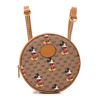 GUCCI X DISNEY Mini Vintage GG Supreme Monogram Mickey Mouse Round Backpack Beige Vintage Sun Oil