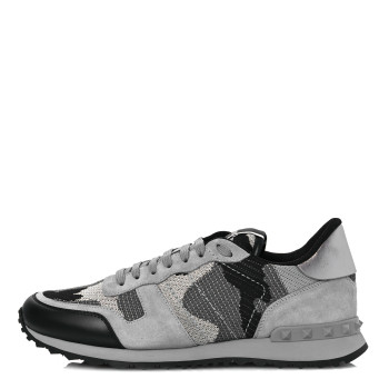 VALENTINO GARAVANI Mesh Suede Camouflage Mens Rockrunner Sneakers 43 Grey