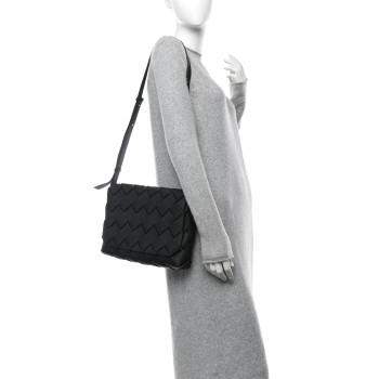 BOTTEGA VENETA Grained Calfskin Intreccio Large Diago Crossbody Bag Black