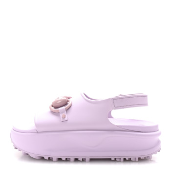 GUCCI Soft Rubber Horsebit Touch Womens Strapped Sandals 37 Talc Pink